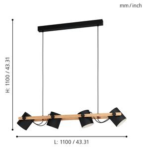 Eglo 43424 - Lustr na lanku HORNWOOD 4xE27/28W/230V