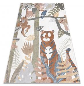 Makro Abra Dětský kusový koberec BONO 8426 Džungle Tygr Opice Tukan pratelný krémový tmavě zlatý Rozměr: 160x220 cm