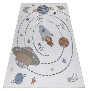 Makro Abra Dětský kusový koberec BONO 8288 Vesmír Planety pratelný krémový antracitový Rozměr: 80x150 cm