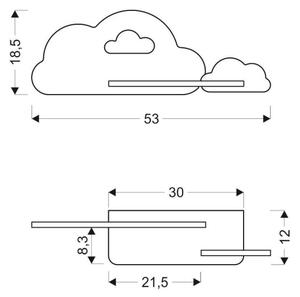 LED Dětské nástěnné svítidlo s poličkou CLOUD LED/5W/230V modrá