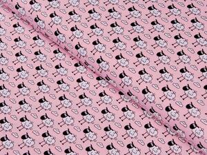 Biante Dětský bavlněný obdélníkový ubrus Sandra SA-162 Ovečky na růžovém 50x100 cm