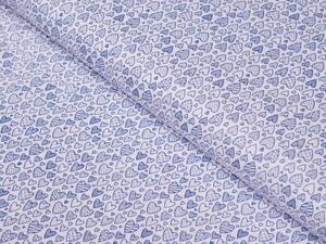 Bavlněná látka/plátno Sandra SA-163 Modrá srdíčka na bílém - šířka 140 cm