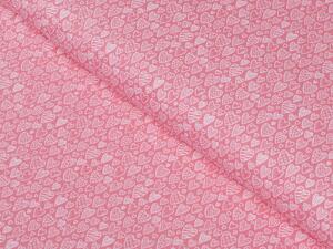 Biante Bavlněný povlak na polštář Sandra SA-165 Bílá srdíčka na růžovém 40 x 40 cm
