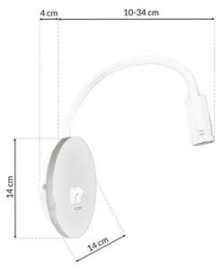 LED Flexibilní nástěnná lampička s USB BASE LED/8W+LED/2W/230V bílá/stříbrná