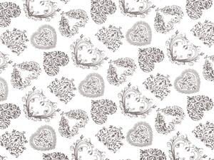 Bavlněná látka/plátno Sandra SA-171 Tmavě šedá srdce na bílém - šířka 140 cm