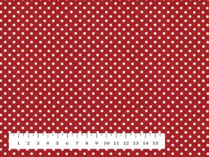 Biante Bavlněný obdélníkový ubrus Sandra SA-142 Bílé puntíky na rubínově červeném 50x100 cm