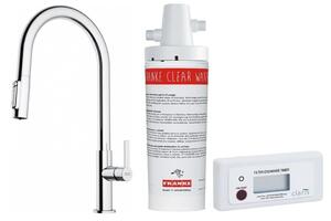 Sada kuchyňská baterie Franke Maris Slim Clear Water J Pull-Out 120.0730.870, filtr pod dřez Franke Clear Water 133.0284.025