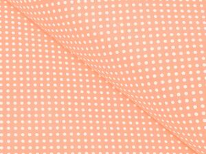 Bavlněná látka/plátno Sandra SA-149 Bílé puntíky na meruňkově oranžovém - šířka 140 cm