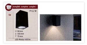 Paulmann 94327 - LED/3,8W IP44 Venkovní nástěnné svítidlo FLAME 230V antracit