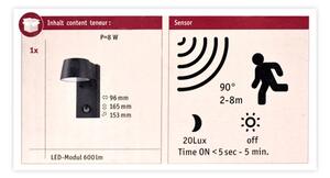 Paulmann 94453 - LED/6W IP44 Venkovní nástěnné svítidlo se senzorem CAPEA 230V