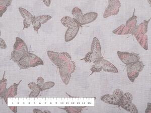 Biante Dětský dekorační závěs Leona LN-019 Hnědorůžoví motýli na režném 130x140 cm