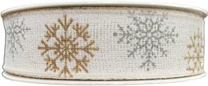 Vánoční bavlněná stuha SNOW ELEGANCE WHITE 25mm x 20m (7,-Kč/m)