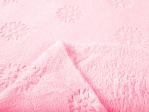 Mikroplyšová látka MIP-022 Sněhové vločky - světle růžová - šířka 140 cm