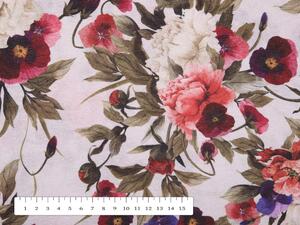 Dekorační látka Leona LN-075 Barevné květiny na smetanovém - šířka 140 cm