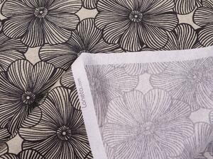Biante Dekorační čtvercový ubrus Leona LN-076 Černé květy na režném 40x40 cm