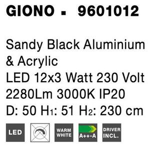 Nova Luce Závěsné LED svítidlo GIONO černý hliník a akryl 12x3W 3000K