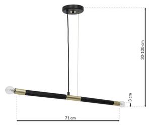 Lustr na lanku BASTONE 2xE14/40W/230V černá/zlatá