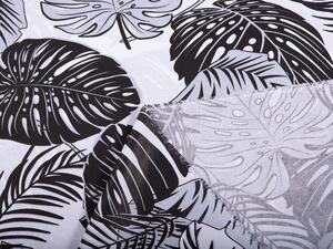 Bavlněná látka/plátno Sandra SA-176 Černé a šedé tropické listy - šířka 160 cm