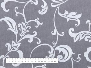 Bavlněná látka/plátno Sandra SA-183 Bílé květované ornamenty na šedém - šířka 160 cm
