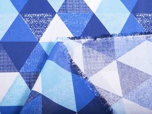 Bavlněná látka/plátno Sandra SA-190 Modro-bílé trojúhelníky - šířka 160 cm