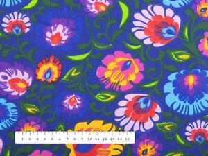 Biante Dětský bavlněný závěs Sandra SA-187 Lidové květy na modrém 150x140 cm