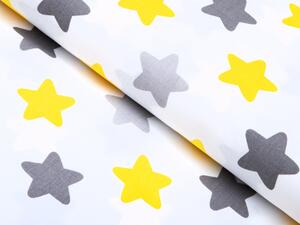 Biante Dětský bavlněný povlak na polštář s lemem Sandra SA-203 Žluto-šedé hvězdy 40 x 40 cm
