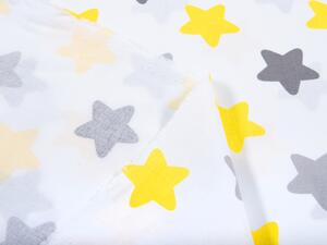 Dětská bavlněná látka/plátno Sandra SA-203 Žluto-šedé hvězdy - šířka 160 cm