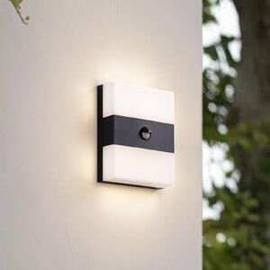 PRIOS LED venkovní nástěnné svítidlo Teekon, antracit, senzor, IP44, Černá, Nerezová ocel, Moderní