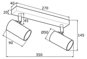 Argon 0889 - Bodové svítidlo LAGOS 2xGU10/5W/230V mosaz/černá