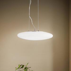 Lindby LED závěsné světlo Gunda, bílé, sklo, Ø 47 cm, stmívatelné, stmívatelný, Bílá / opál, Obývací pokoj / jídelna, Sklo, Moderní