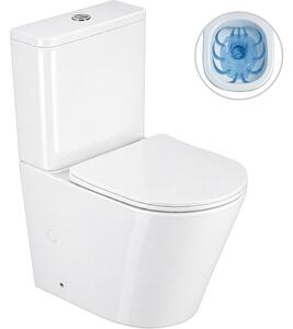 WC kombi Carlito, Rimless - bezokrajové splachování + Slim/SoftClose sedátko - spodní/zadní odpad - bílá lesklá - 61x36,5 cm