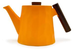 Porcelánová čajová konvice Tea Logic Clementine, 1,2 l, oranžová, s dřevěnou rukojetí