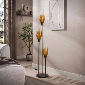 ZIJLSTRA Stojací lampa Cocoon, sklo, jantarová, 3 žárovky, E27, 168 cm, Krémová / jantar, Obývací pokoj / jídelna, Sklo, Skandinávský