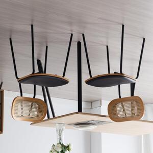 Jídelní židle - Židle - Kuchyňské židle - Sada židlí - Designové židle - Černá barva - Sedák z ratanu