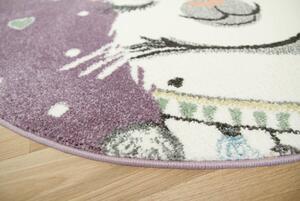 Makro Abra Kulatý dětský koberec Lima C882B Lama fialový krémový Rozměr: průměr 160 cm