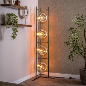 ZIJLSTRA Stojací lampa Soll, jantarová, sklo, výška 168 cm, E27, 4 žárovky, Krémová / jantar, Obývací pokoj / jídelna, Sklo, Moderní