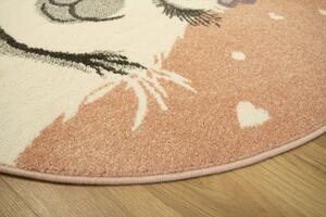 Makro Abra Kulatý dětský koberec Lima C882A Lama růžový krémový Rozměr: průměr 100 cm