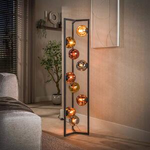 ZIJLSTRA Stojací lampa Stellar, černá, sklo, 9 žárovek, E27, 150 cm, Vícebarevná, Obývací pokoj / jídelna, Sklo, Skandinávský