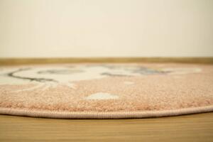 Makro Abra Kulatý dětský koberec Lima C882A Lama růžový krémový Rozměr: průměr 100 cm