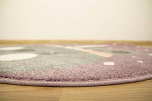 Makro Abra Kulatý dětský koberec Lima E179A Medvídek Indián fialový šedý Rozměr: průměr 100 cm