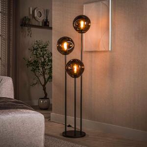 ZIJLSTRA Stojací lampa Stellar, 3 žárovky, hnědá, sklo, kov, E27, Hnědá / rez, Obývací pokoj / jídelna, Sklo, Skandinávský