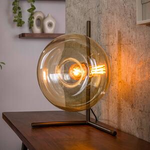 ZIJLSTRA Stolní lampa Soll, jantarová, sklo, Ø 27 cm, E27, 1 žárovka, Krémová / jantar, Obývací pokoj / jídelna, Sklo, Moderní