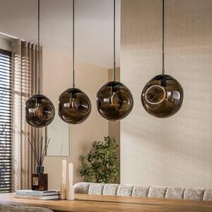 ZIJLSTRA Závěsné světlo Stellar, 4 žárovky, dlouhé, hnědé, sklo, E27, 130 cm, stmívatelný, Hnědá / rez, Obývací pokoj / jídelna, Sklo, Skandinávský