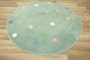 Makro Abra Kulatý dětský koberec Lima C275A Tečky Puntíky zelený Rozměr: průměr 100 cm