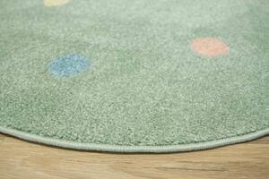 Makro Abra Kulatý dětský koberec Lima C275A Tečky Puntíky zelený Rozměr: průměr 100 cm