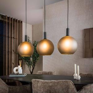 ZIJLSTRA Závěsné světlo Bubble, šedé, sklo, 3 žárovky, E27, 110 cm, stmívatelný, Hliník / šedá / zinek, Obývací pokoj / jídelna, Sklo, Skandinávský