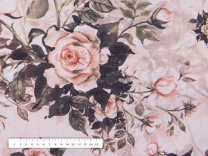 Biante Dekorační povlak na polštář s lemem Leona LN-092 Pnoucí růže na růžovém 30 x 50 cm