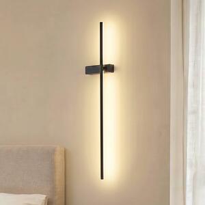 Lindby Nástěnné světlo Natsumi, černé, hliník, 90 cm, Černá, Obývací pokoj / jídelna, Hliník, Moderní