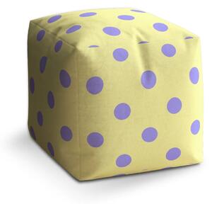 Sablio Taburet Cube Fialové tečky - 40x40x40 cm