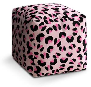 Sablio Taburet Cube Růžový gepard - 40x40x40 cm